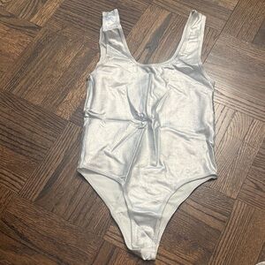 Zara Silver Metallic Bodysuit